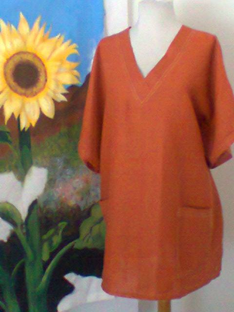 IL019 RUST Softened - 100% Linen