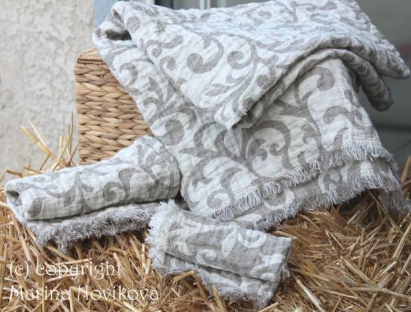IL002 SCROLLS IVORY-NATURAL - 100% Linen