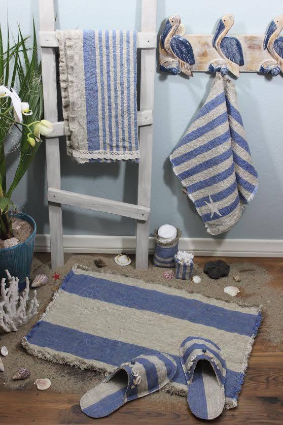 IL073 842 BLUE STRIPES - 100% Linen