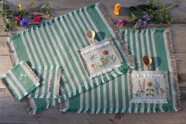IL073 847 GREEN STRIPES - 100% Linen
