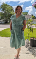 Luciana Dolman Sleeve Faux-Wrap Dress, Type - PDF