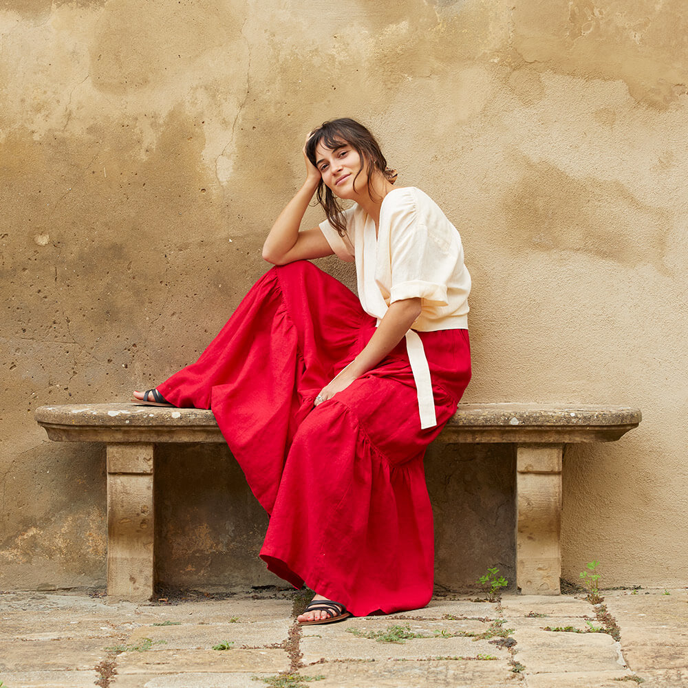 Fabrics-store.com: Julia — Linen Wrap Tops and Tiered Skirts, Type ...