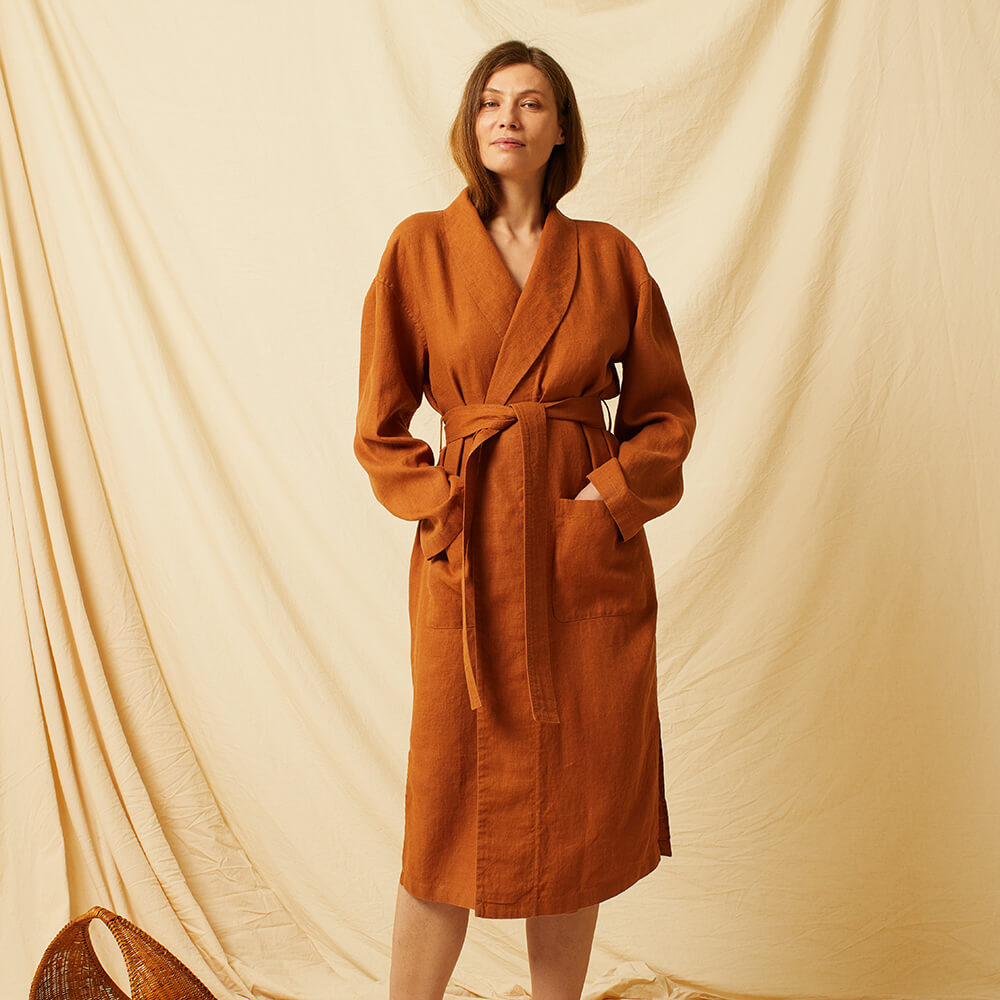 Capucine — Linen Bathrobe, Pajama Top and Pajama