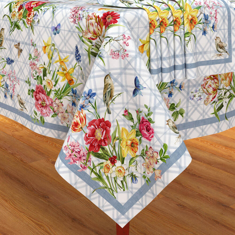 Sewing kits - Spring Song Tablecloth and Set of 4 Napkins