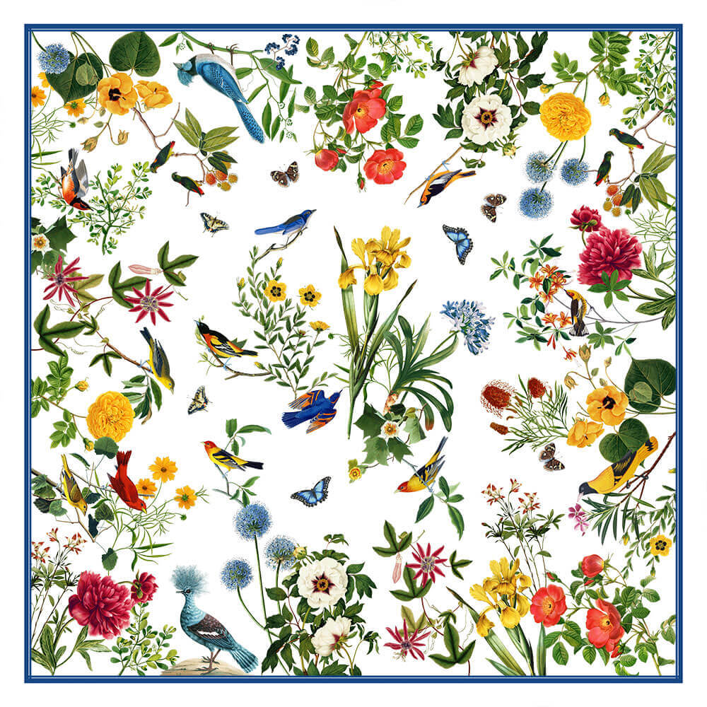 Flowers and Birds Tablecloth Accompanied by a set of 4 Napkins and Two Tea Towels