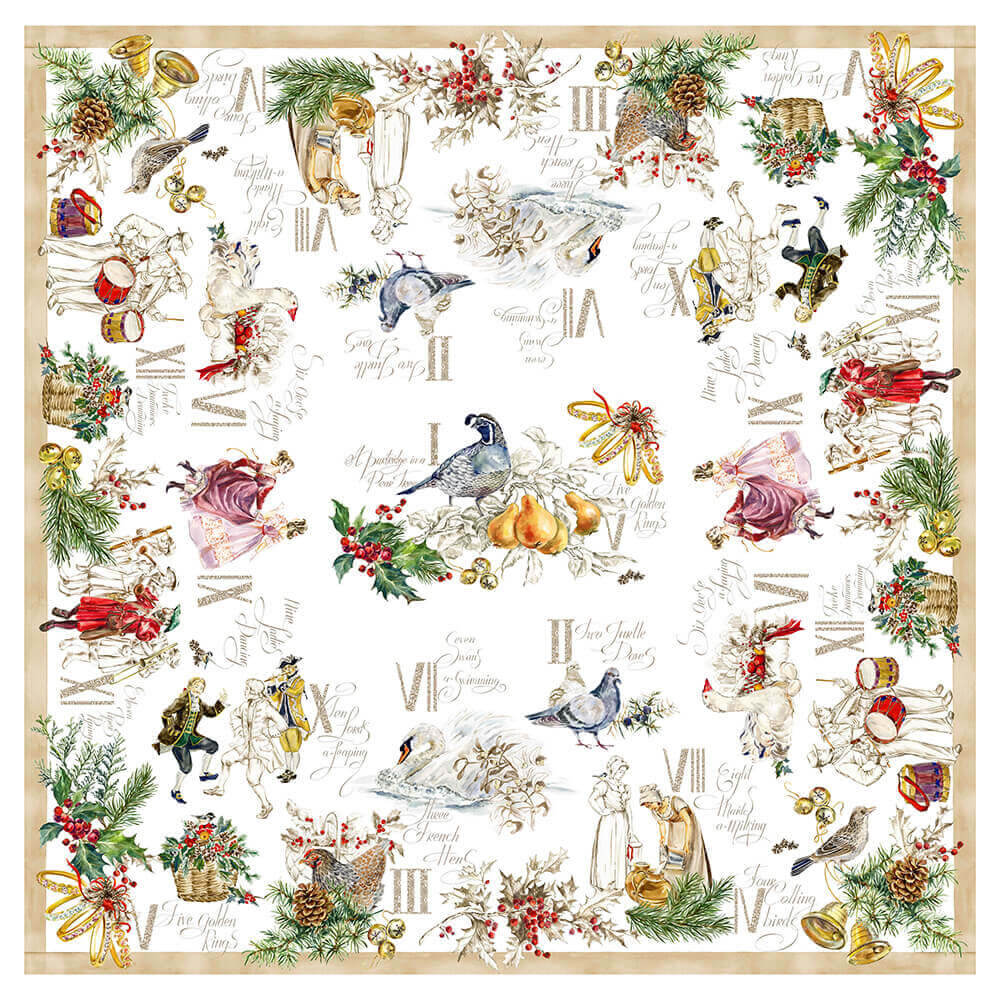 12 Days of Christmas Tablecloth and Set of 4 Napkins
