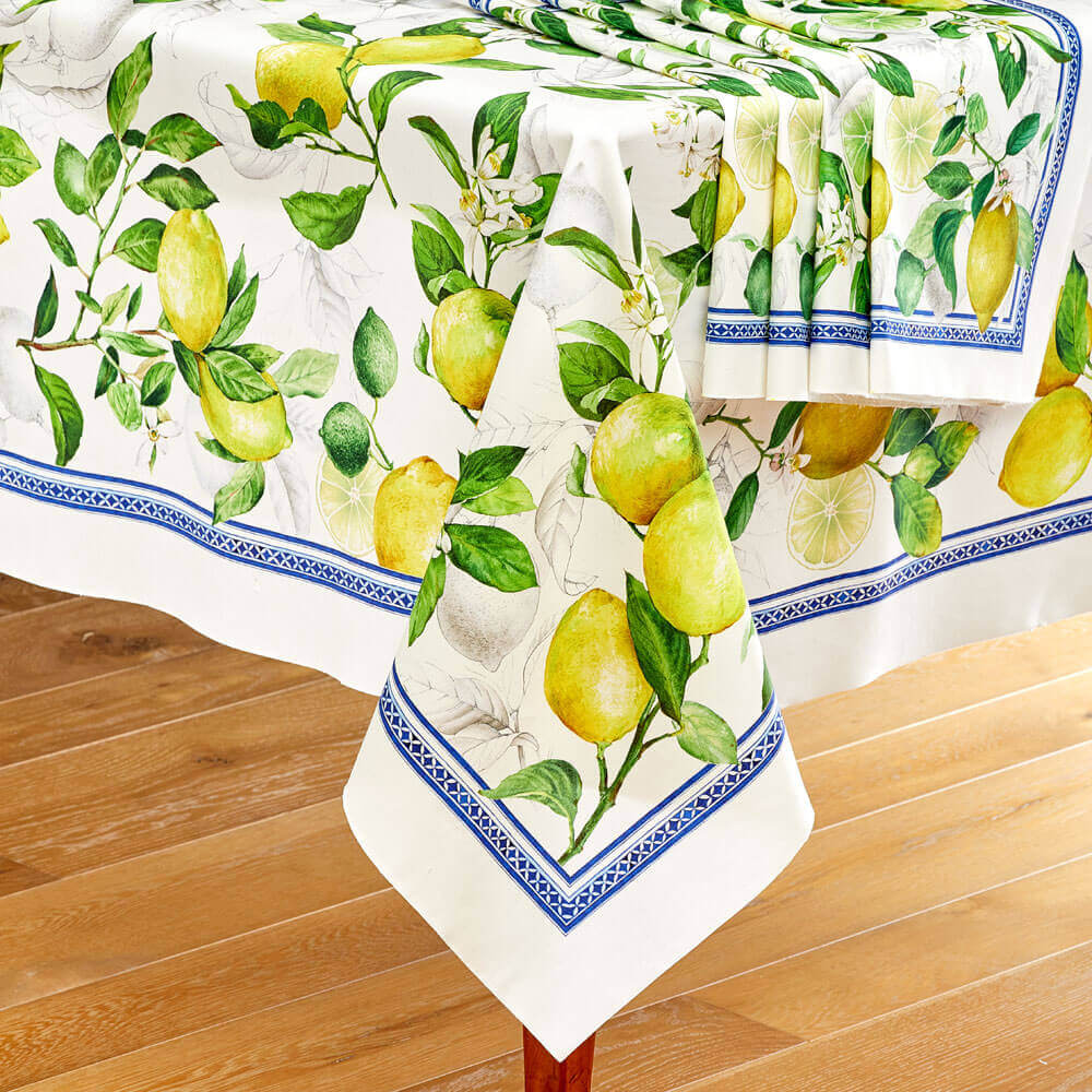 Farmers Lemon Tablecloth and Set of 4 Napkins