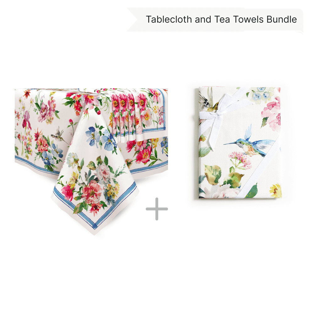 Primavera Tablecloth Accompanied by a set of 4 Napkins and Two Tea Towels