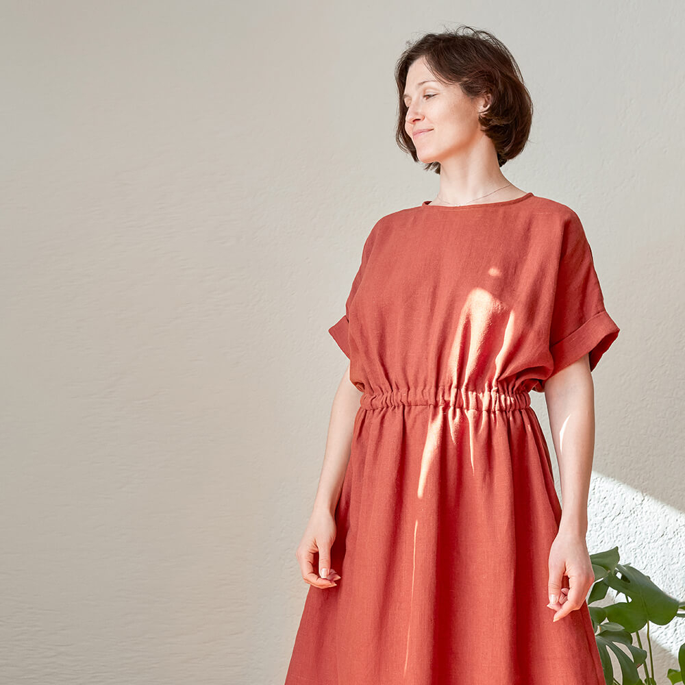 Donna — Terracotta Linen Dress, Type - PDF