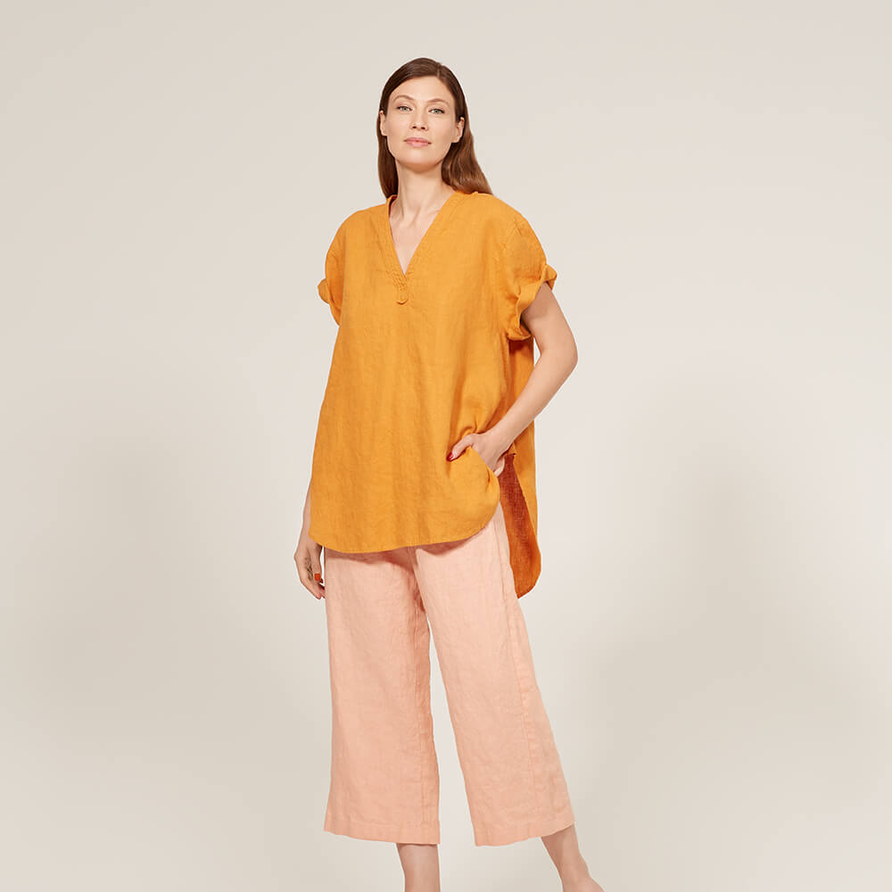 Fabrics-store.com: Cameron — Linen Pullover Dress, Blouses and Top ...