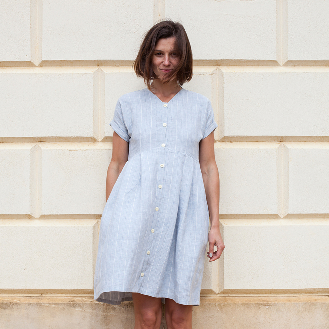 Pattern — Diana — Button Down Linen Pleated Dress