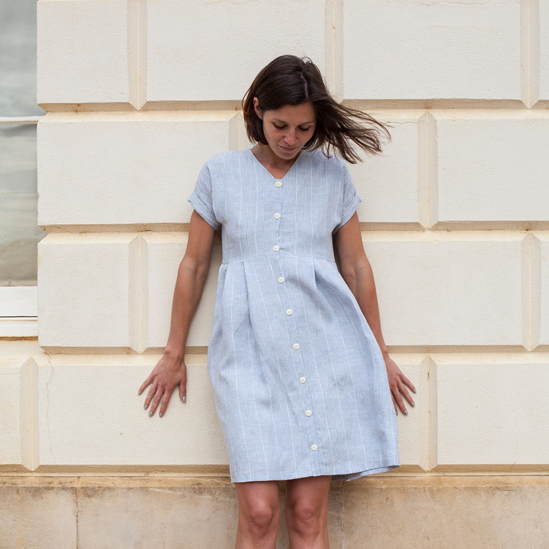 Pattern — Diana — Button Down Linen Pleated Dress