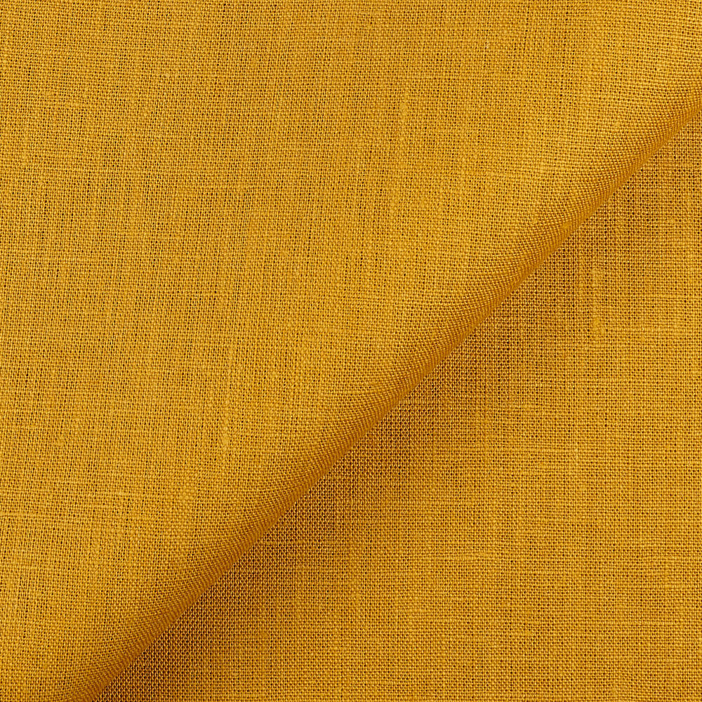 4C22 Rustic  100% Linen Fabric Autumn Gold Softened