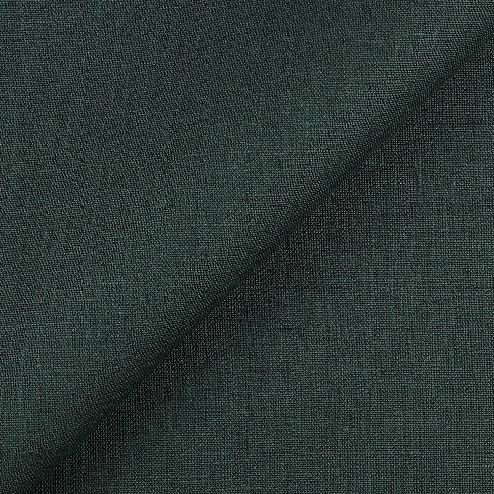 4C22 Rustic  100% Linen Fabric Emerald Softened