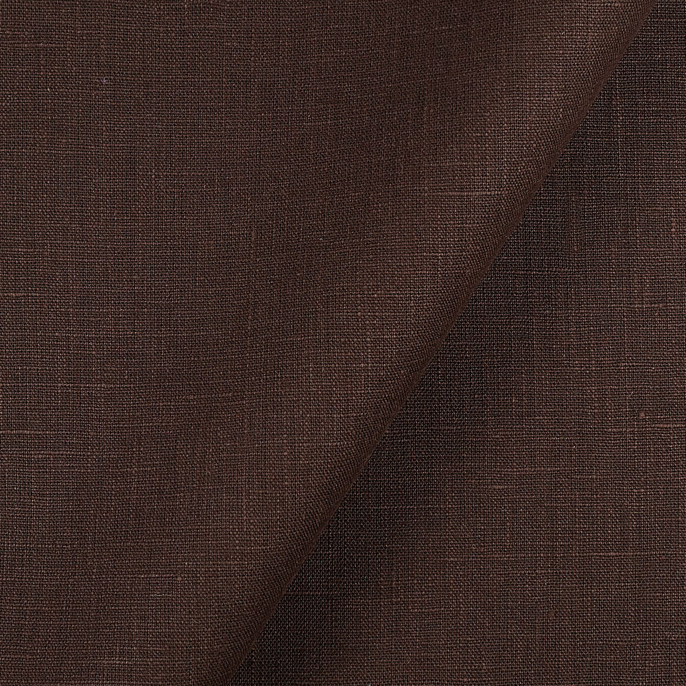 4C22 Rustic  100% Linen Fabric Chocolate Softened