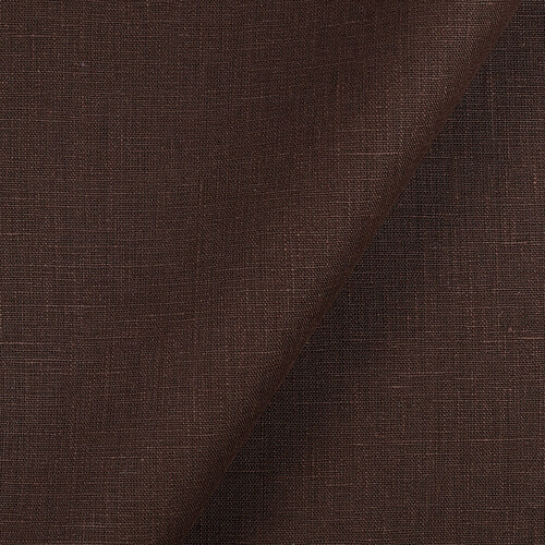 4C22 Rustic  100% Linen Fabric Chocolate Softened