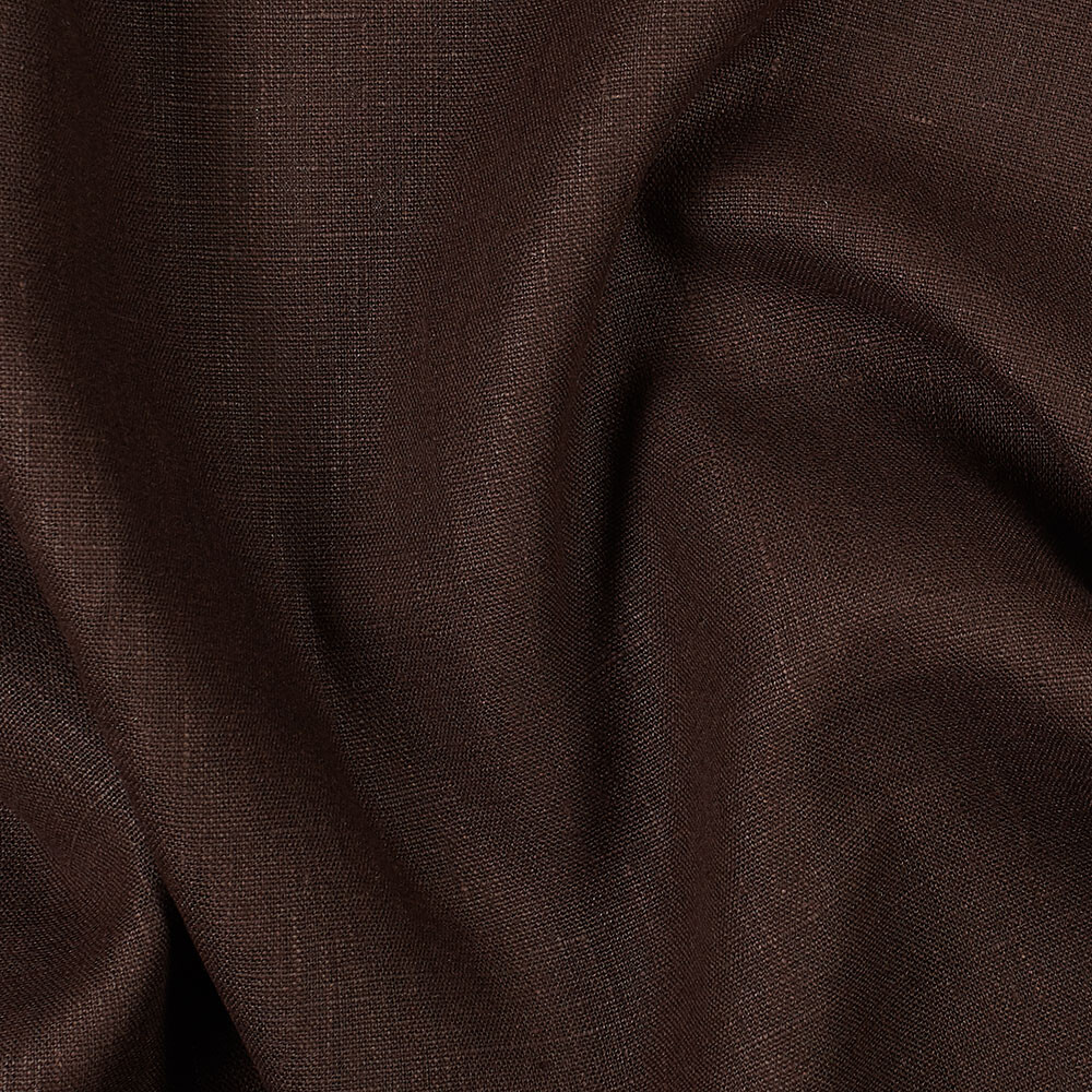 4C22 Rustic  100% Linen Fabric Chocolate Softened