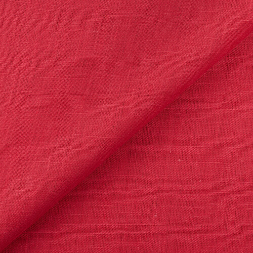 4C22 Rustic  100% Linen Fabric Firecracker Red Softened