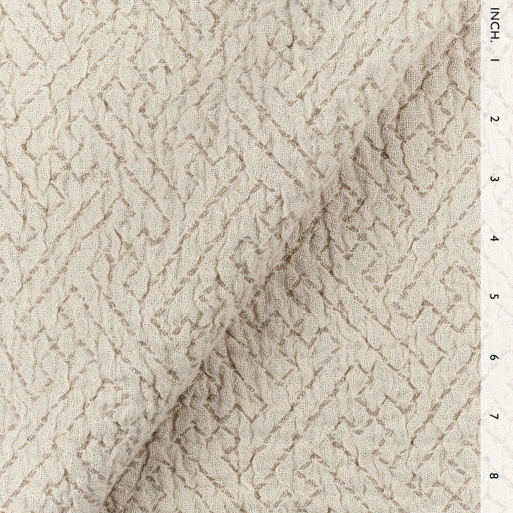 IL002 Textured Jacquard 100% Linen Fabric Ivory-natural - Tetra