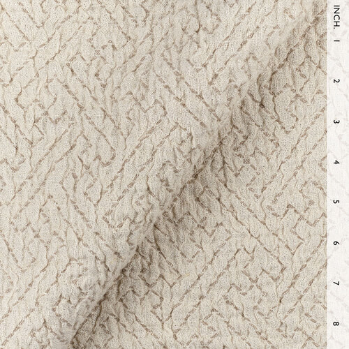 IL002 Textured Jacquard 100% Linen Fabric Ivory-natural - Tetra