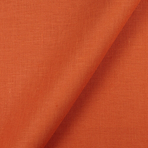 1C64 Luxury 100% Linen Fabric Rust Softened