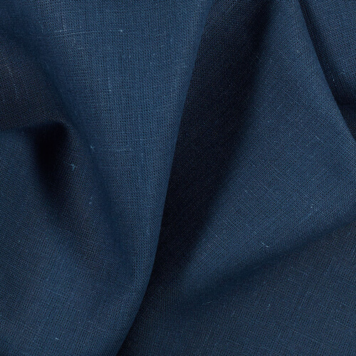 4C22 Rustic  100% Linen Fabric Insignia Blue Softened