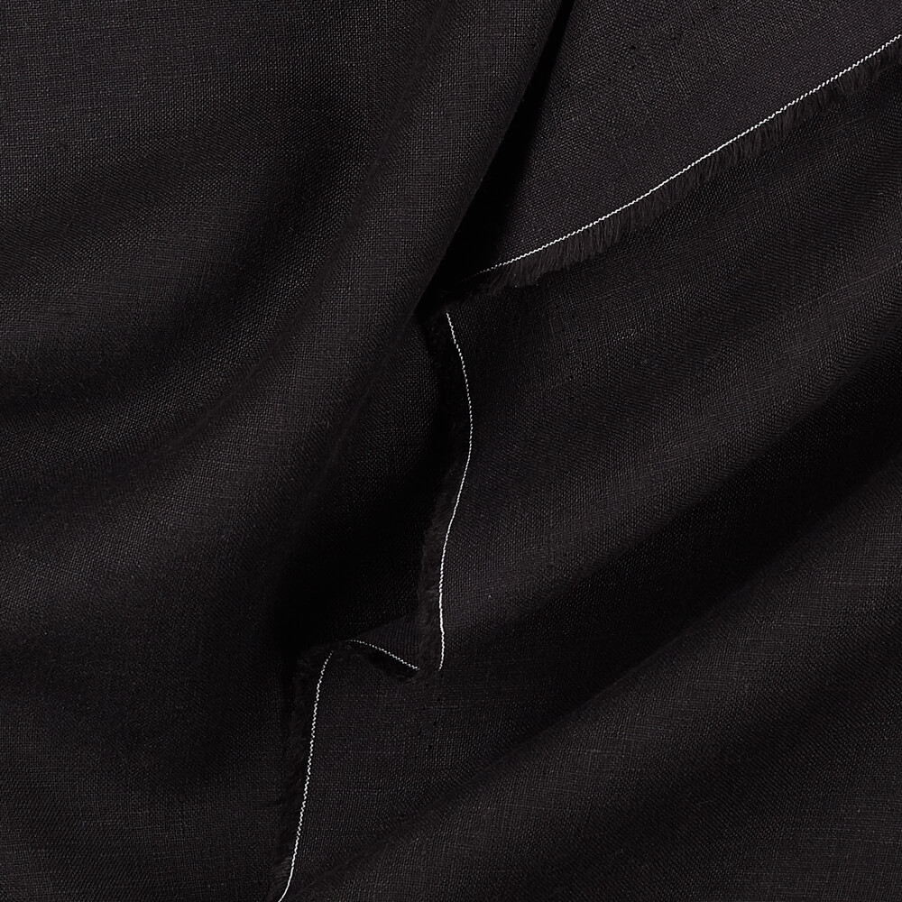Fabric 1C64 Luxury 100% Linen Fabric Black Softened