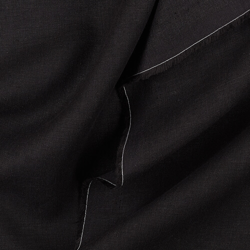 1C64 Luxury 100% Linen Fabric Black Softened