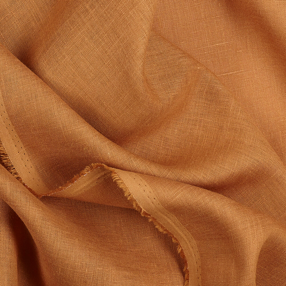 IL020 Handkerchief 100% Linen Fabric Camel Softened