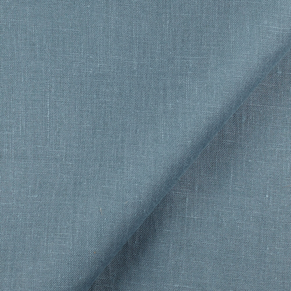 4C22 Rustic  100% Linen Fabric Blue Bayou Softened