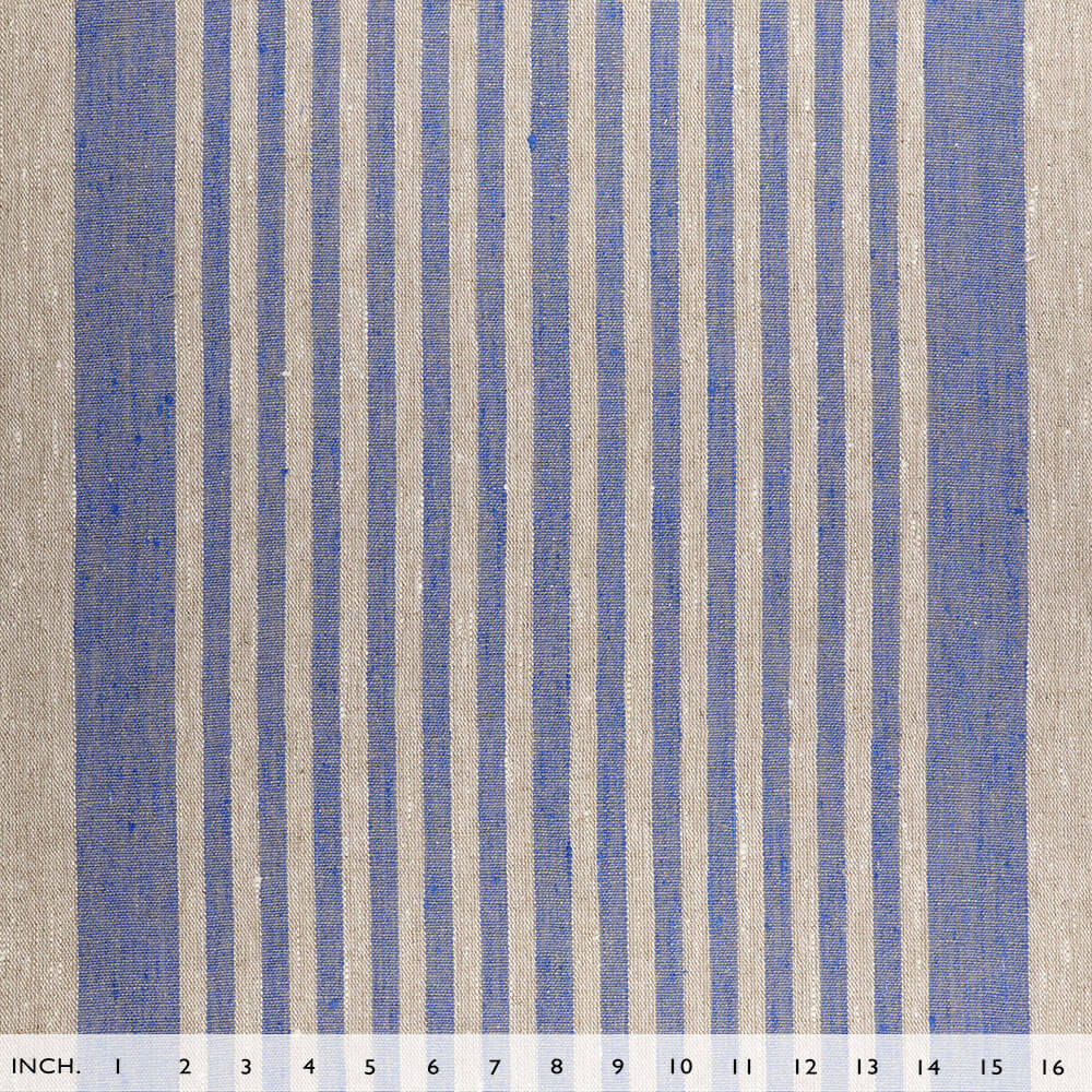 IL073 Narrow Width 100% Linen Fabric  - 840 Blue Thin Stripe