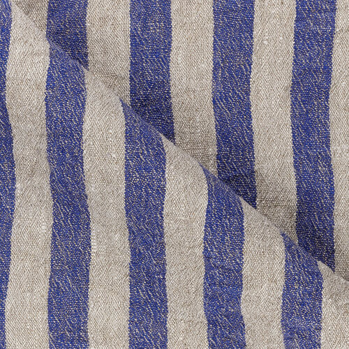 IL073 Narrow Width 100% Linen Fabric  - 842 Blue Stripes