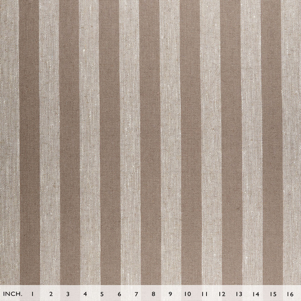 IL073 Narrow Width 100% Linen Fabric  - 843 Brown Stripes