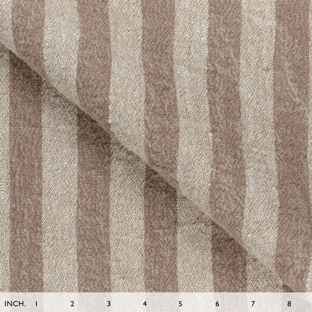 IL073 Narrow Width 100% Linen Fabric  - 843 Brown Stripes