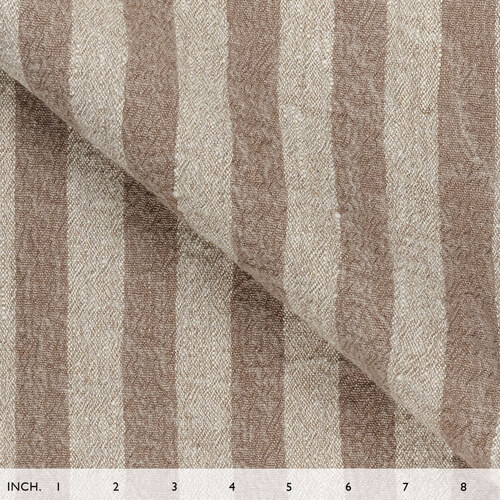 IL073 Narrow Width 100% Linen Fabric  - 843 Brown Stripes