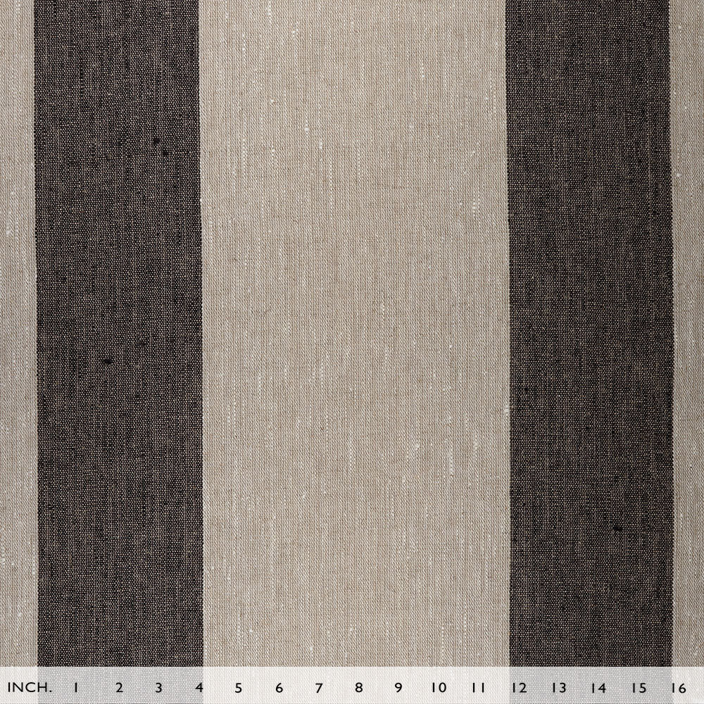 IL073 Narrow Width 100% Linen Fabric  - 845 Black Wide Strip