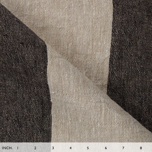 IL073 Narrow Width 100% Linen Fabric  - 845 Black Wide Strip
