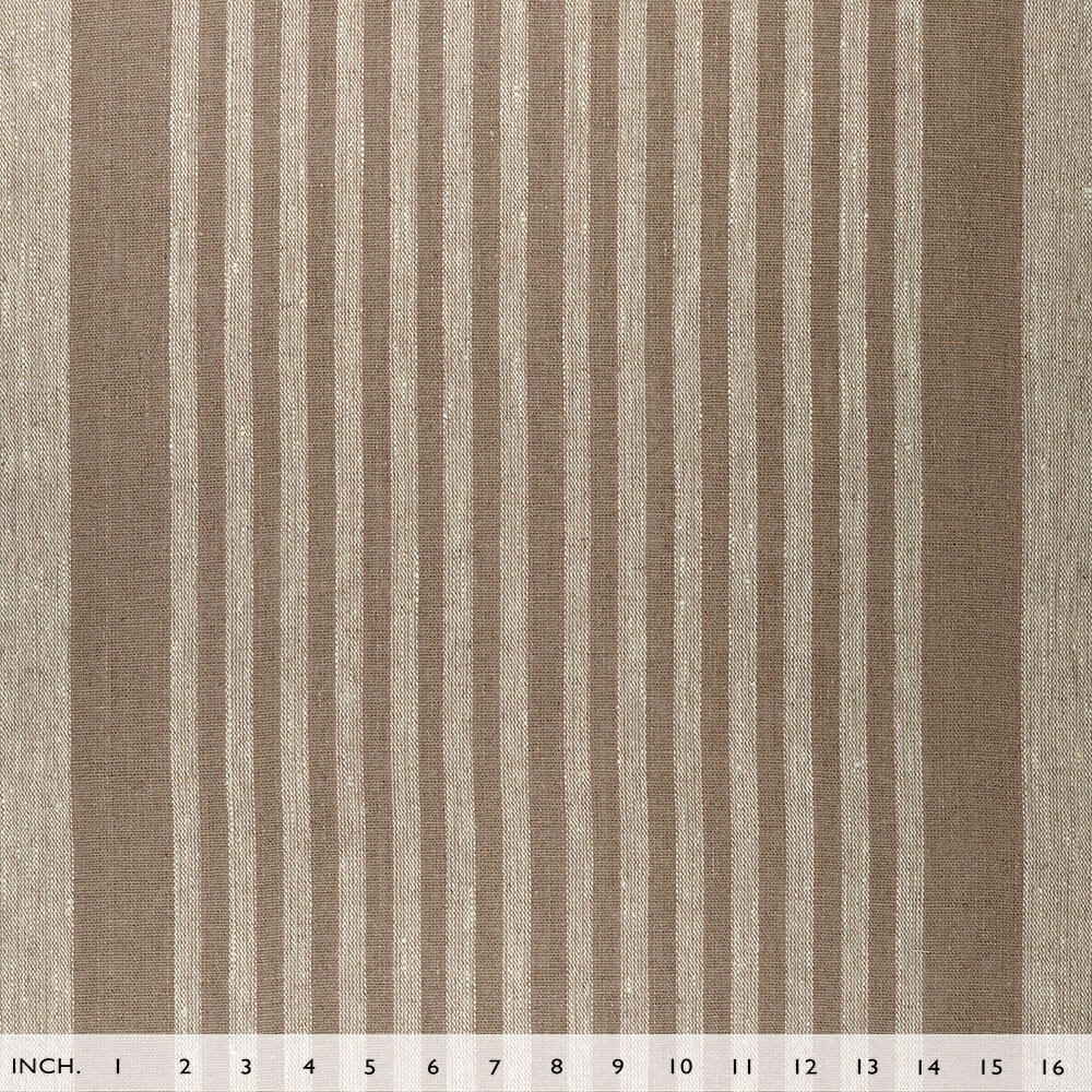 IL073 Narrow Width 100% Linen Fabric  - 846 Brown Thin Strip