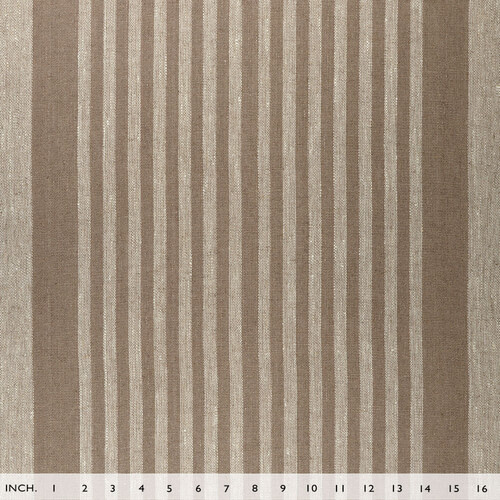 IL073 Narrow Width 100% Linen Fabric  - 846 Brown Thin Strip