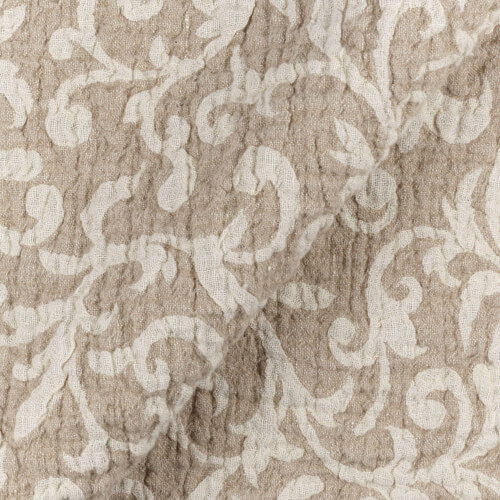 IL002 Textured Jacquard Ivory-natural - Scrolls 100% Linen Wholesale Fabric by the Bolt
