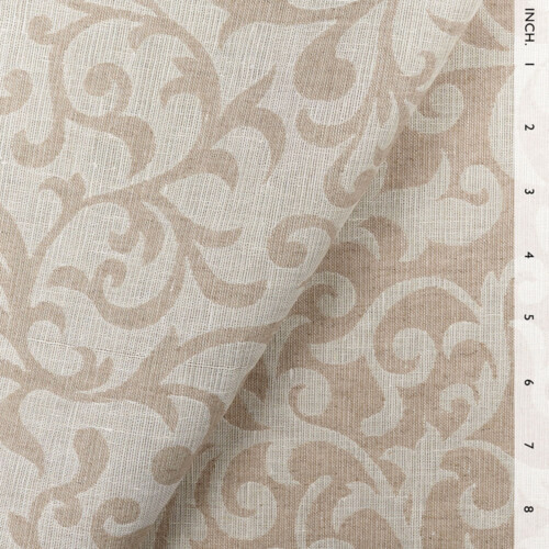 Fabric IL002 Textured Jacquard 100% Linen Fabric Ivory-natural - Scrolls