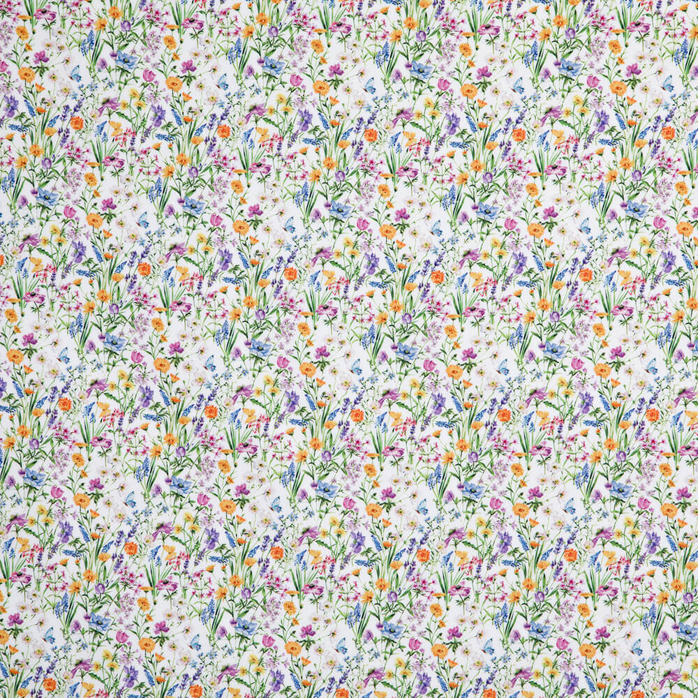 IC012 Poplin White / Mlt Mary 100% Cotton Fabric