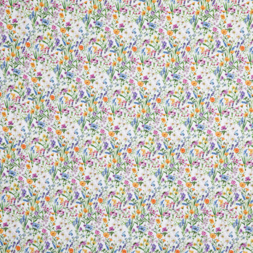 IC012 Poplin White / Mlt Mary 100% Cotton Wholesale Fabric by the Bolt