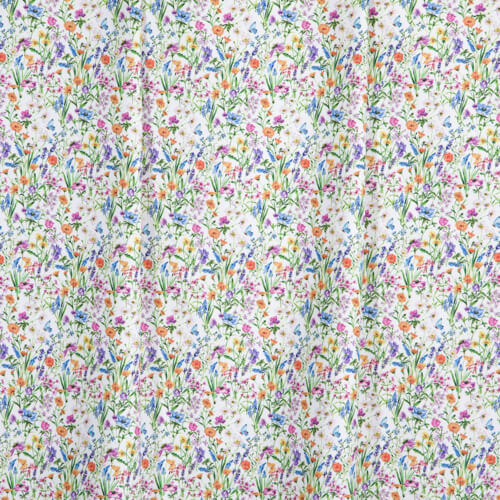 IC012 Poplin 100% Cotton Fabric White / Mlt Mary Softened