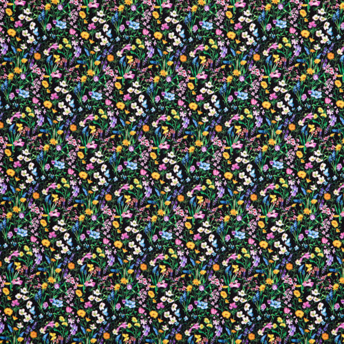 IC012 Poplin Black / Mlt Mary 100% Cotton Wholesale Fabric by the Bolt
