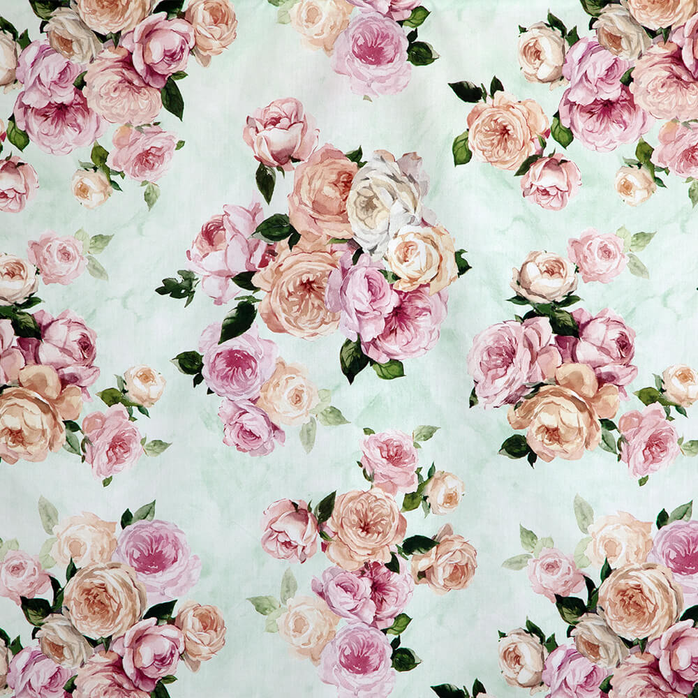 IC012 Poplin Pale Aqua / Mlt Patricia 100% Cotton Fabric