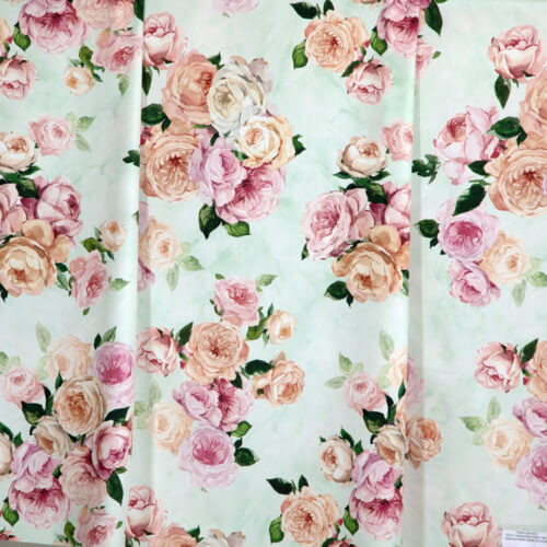 IC012 Poplin 100% Cotton Fabric Pale Aqua / Mlt Patricia Softened