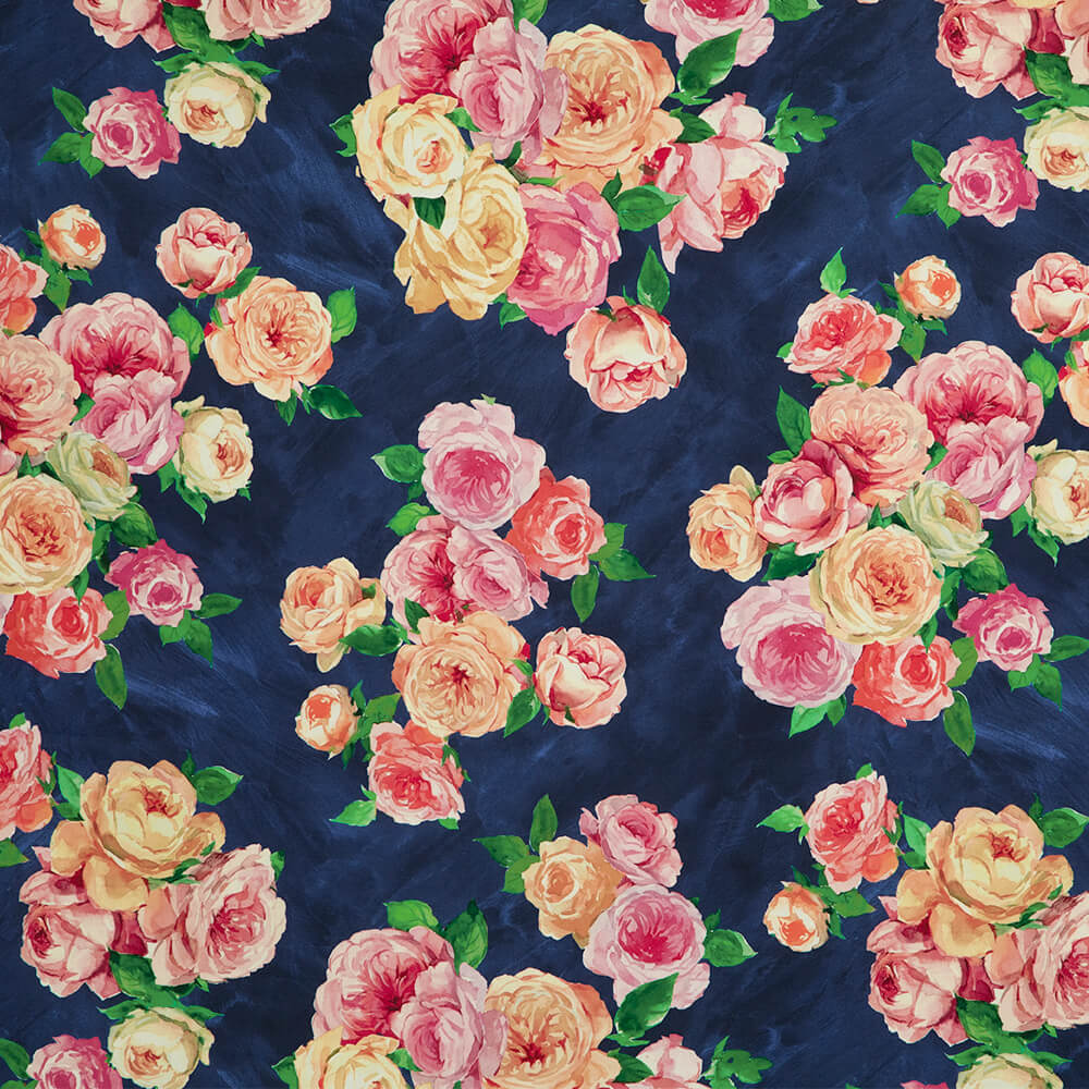 IC012 Poplin Midnight Blue / Mlt Patricia 100% Cotton Fabric
