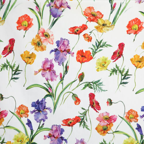 IC012 Poplin White / Mlt Barbara 100% Cotton Wholesale Fabric by the Bolt