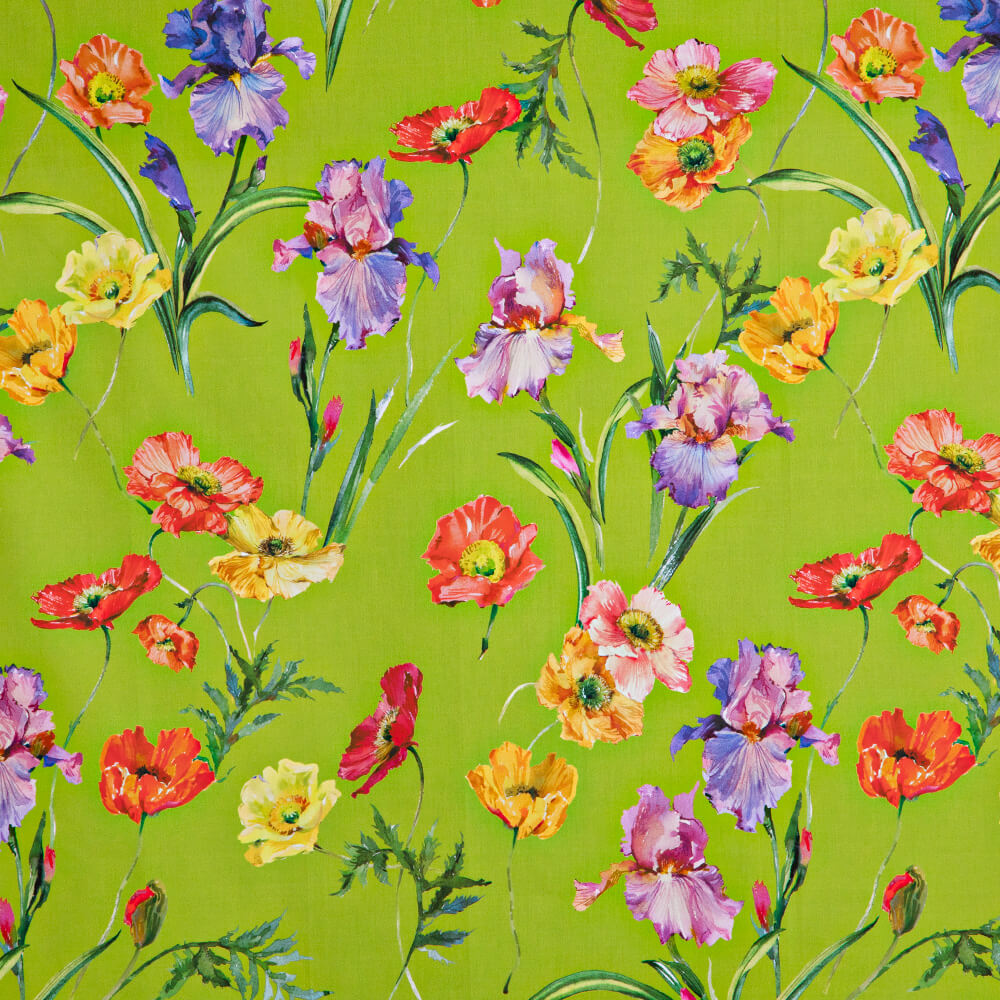 IC012 Poplin Bright Chartreuse / Mlt Barbara 100% Cotton Fabric